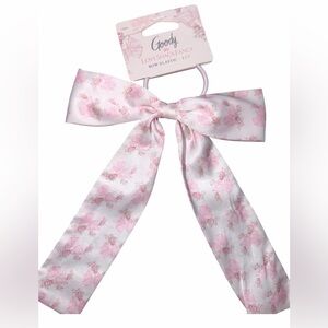 Goody LoveShackFancy Pink Floral Bow Hair Tie